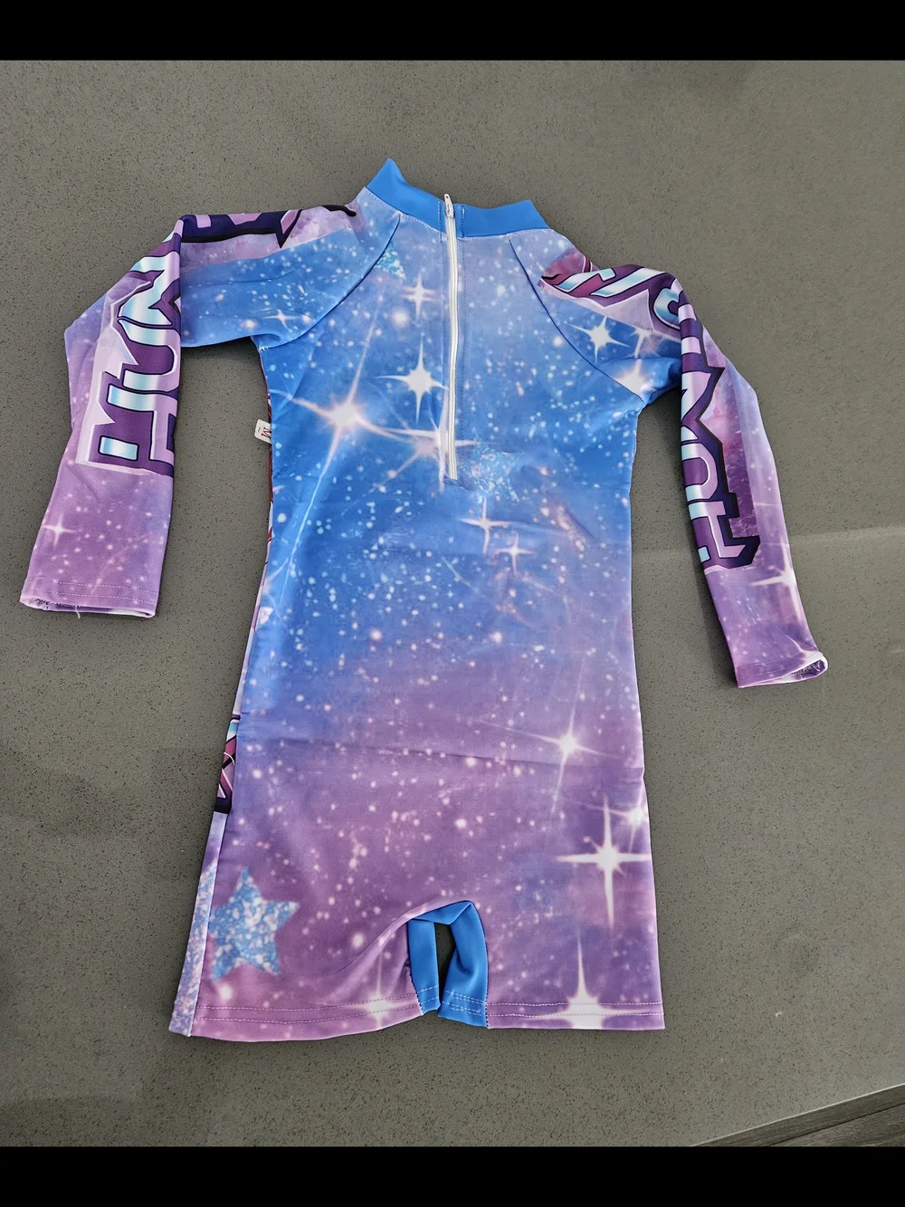 HUNTRX Girls Purple Graphic Rash Guard Swimsuit